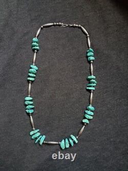 Vintage Silver and Turquoise Native American Necklace