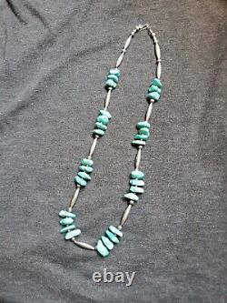 Vintage Silver and Turquoise Native American Necklace