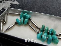 Vintage Silver and Turquoise Native American Necklace