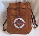 Vintage Sioux Indian Beads Beaded Beadwork Medallion Design & Brown Leather Bag