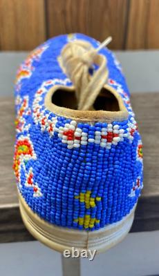 Vintage Sioux Native American Indian Fully Beaded Tennis Shoes Size 7 1/2