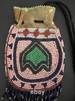Vintage Small Buckskin Beaded Pouch Native American Plateau Nez Perce