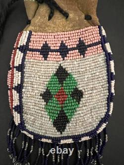 Vintage Small Buckskin Beaded Pouch Native American Plateau Nez Perce