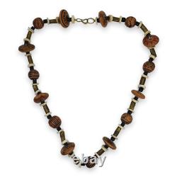 Vintage Southwestern Native American Painted Pottery Beaded Necklace 21.5 Inches