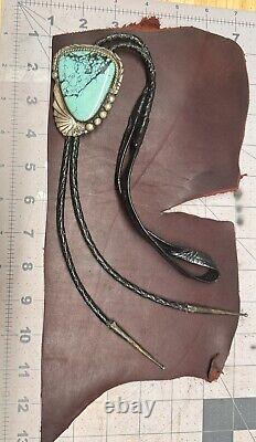 Vintage Sterling Native American Turquoise Bolo Tie