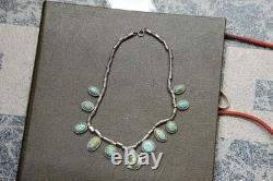 Vintage Sterling Turquoise Native American Necklace 14 51.6 Grams