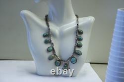 Vintage Sterling Turquoise Native American Necklace 14 51.6 Grams
