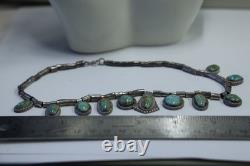 Vintage Sterling Turquoise Native American Necklace 14 51.6 Grams