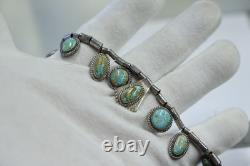 Vintage Sterling Turquoise Native American Necklace 14 51.6 Grams