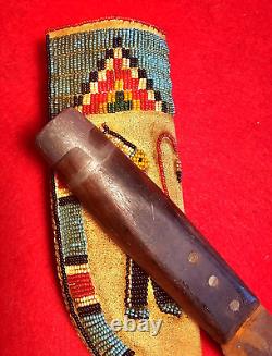 Vintage Trade Knife With Beaded Sheath