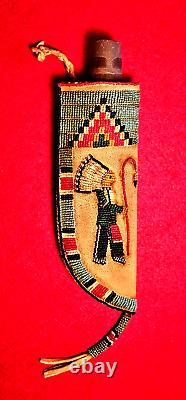 Vintage Trade Knife With Beaded Sheath