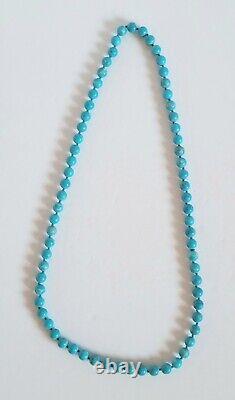 Vintage Turquoise Polished Round Bead Beaded Necklace Native American 15