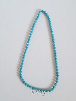 Vintage Turquoise Polished Round Bead Beaded Necklace Native American 15