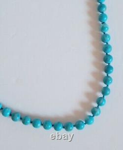 Vintage Turquoise Polished Round Bead Beaded Necklace Native American 15