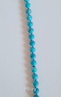 Vintage Turquoise Polished Round Bead Beaded Necklace Native American 15