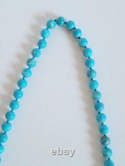 Vintage Turquoise Polished Round Bead Beaded Necklace Native American 15