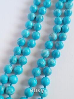 Vintage Turquoise Polished Round Bead Beaded Necklace Native American 15