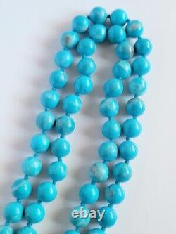 Vintage Turquoise Polished Round Bead Beaded Necklace Native American 15