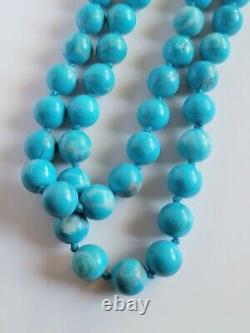 Vintage Turquoise Polished Round Bead Beaded Necklace Native American 15