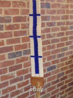 Vintage WAMPUM Native American White / Blue GLASS BEAD Leather Leg Tie CHOKER Vintage WAMPUM Native American White / Blue GLASS BEAD Leather Leg Tie CHOKER