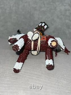 Vintage Zuni beaded Warrior Chief On Horse Extremely Detailed