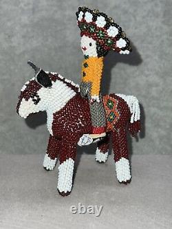 Vintage Zuni beaded Warrior Chief On Horse Extremely Detailed