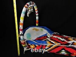 Vtg 1975 Native American Umatilla Handmade Beaded Hoop Newborn Cradleboard 32