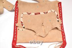 Vtg Apache Beaded Hide Shoulder Bag Leather Antique Native American