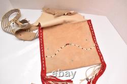 Vtg Apache Beaded Hide Shoulder Bag Leather Antique Native American