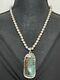 Vtg Heavy 93g Navajo Turquoise Pearl Bead Sterling Necklace