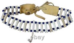 Vtg Native American Beaded Raccoon Penis Bone Choker Pendant Love Necklace 26