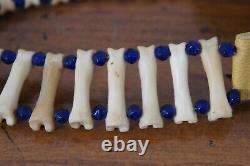 Vtg Native American Beaded Raccoon Penis Bone Choker Pendant Love Necklace 26