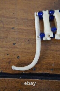Vtg Native American Beaded Raccoon Penis Bone Choker Pendant Love Necklace 26