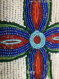 Vtg Native American Beaded Sterling Sliver Deerskin Fringe Medicine Bag Sioux