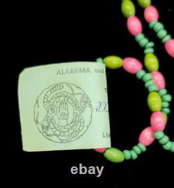 Vtg Native American Hand Beaded Flower Necklace with Original Tag Coushatta