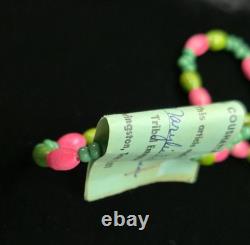 Vtg Native American Hand Beaded Flower Necklace with Original Tag Coushatta