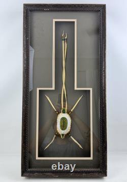 Vtg Oglala Lakota Native KD Kevin Fast Horse Framed Leather Beaded Turtle Amulet