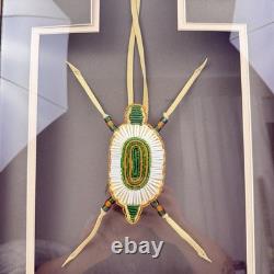 Vtg Oglala Lakota Native KD Kevin Fast Horse Framed Leather Beaded Turtle Amulet