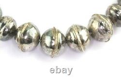 Vtg Old Pawn Native American Sterling Silver Melon Bench Bead Necklace 78 Gram