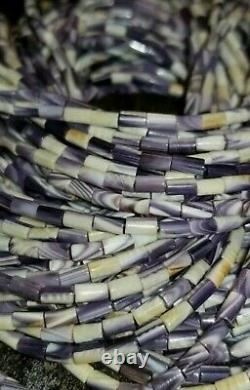 Wampum Beads 50 Piece Lot Drilled Native American Quahog Shell RARE PURPLE