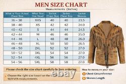 Western Cowboy American Real Brown Suede Leather Jacket with Fringe and Beads