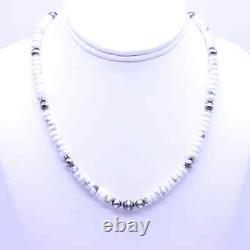 White Buffalo Turquoise 6mm & Native American Sterling Silver Navajo Pearls