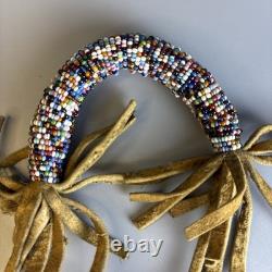 Woodlands Native American Beadwork Purse With Unusual Beaded Handle