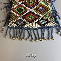 Woodlands Native American Beadwork Purse With Unusual Beaded Handle