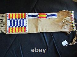 X-lg Native American Beaded Pipe Bag, 2 Sided Beaded Chanupa Bag, Du-092206886