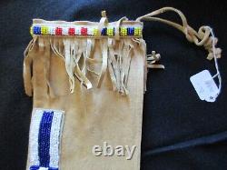 X-lg Native American Beaded Pipe Bag, 2 Sided Beaded Chanupa Bag, Du-092206886