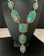 XL ROYSTON TURQUOISE LARIAT Necklace Navajo Squash Pendant Sterling Silver 02189