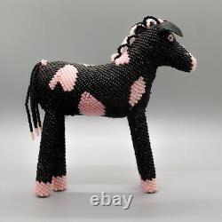 Zuni-Beaded Pink & Black Horse by Larissa Gasper Native American Beadwork