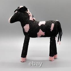 Zuni-Beaded Pink & Black Horse by Larissa Gasper Native American Beadwork