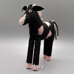 Zuni-Beaded Pink & Black Horse by Larissa Gasper Native American Beadwork